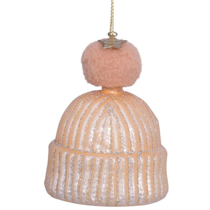 Kerstbal hat with pompom champagne