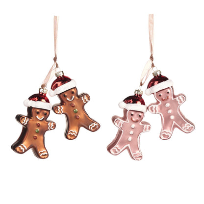 Kerstbal gingerbread duo lichtbruin