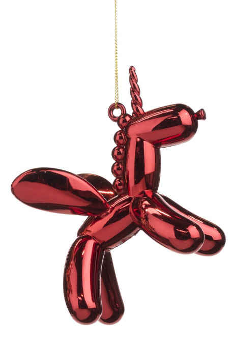 Kerstbal balloon unicorn rood