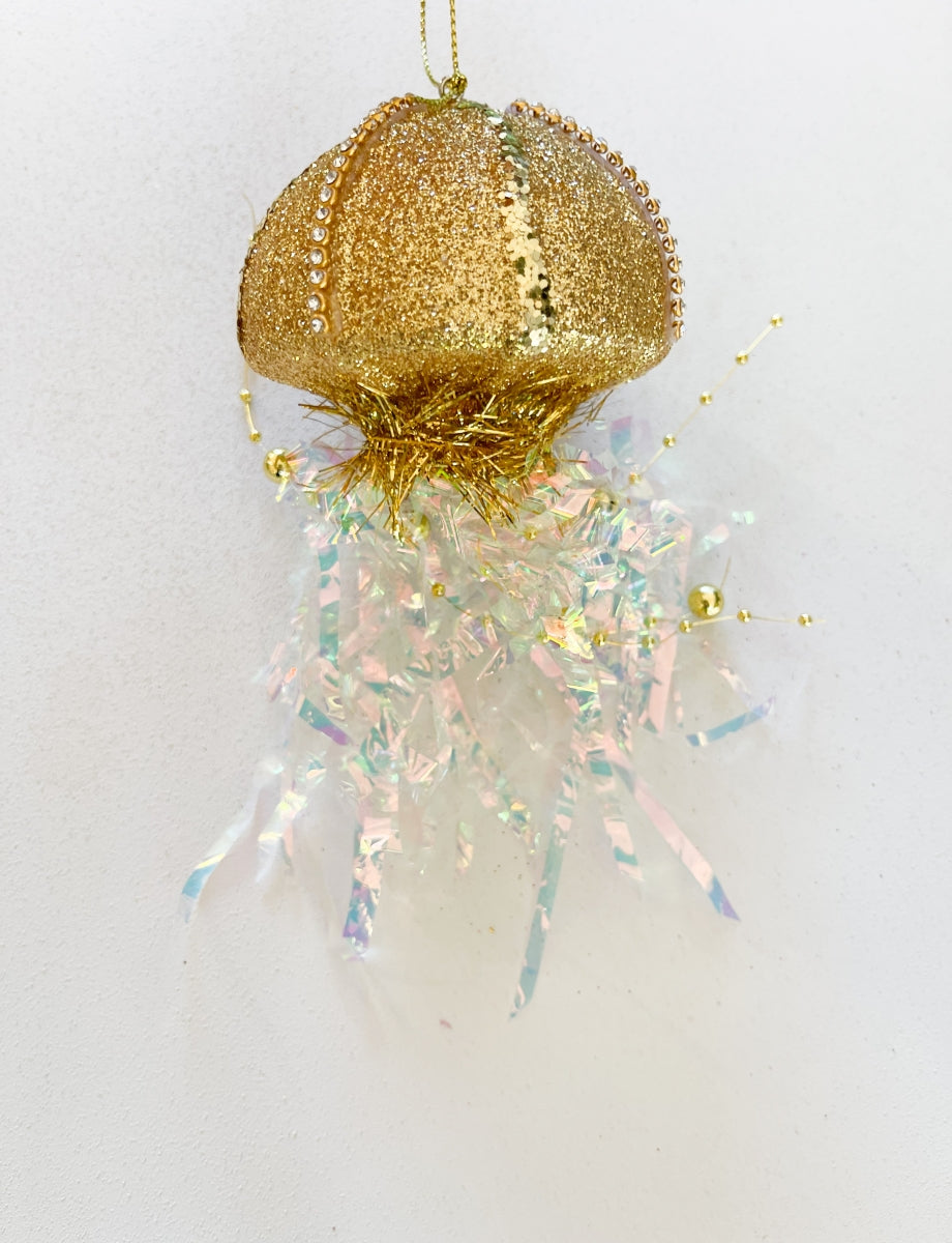 Kerstbal jellyfish goud