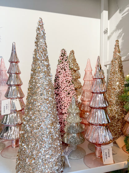 Kerstboom glas roos S